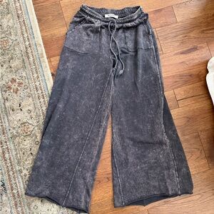Three Bird Nest Washed Black Wide Leg Pants